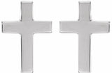 14K White 10x6 mm Cross Earrings