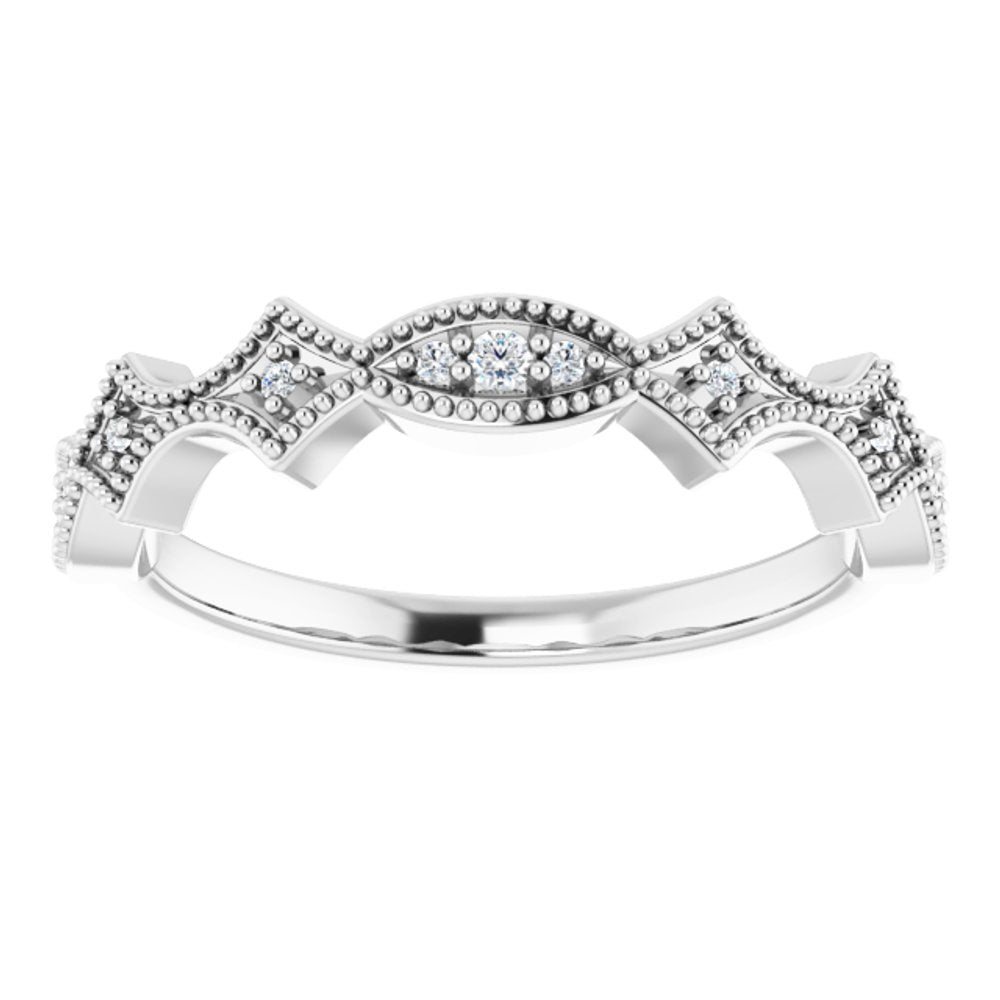 14K White .08 CTW Natural Diamond Anniversary Band