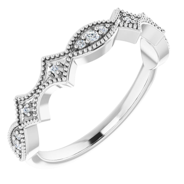 14K White .08 CTW Natural Diamond Anniversary Band