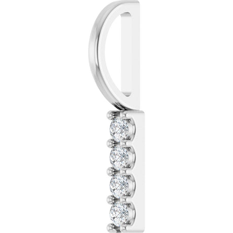 14K White Gold .07 CTW Natural Diamond Bar Charm/Pendant