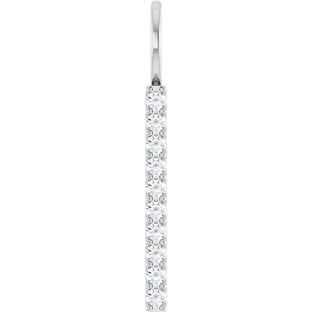 14K White 1/6 CTW Natural Diamond Bar Charm/Pendant