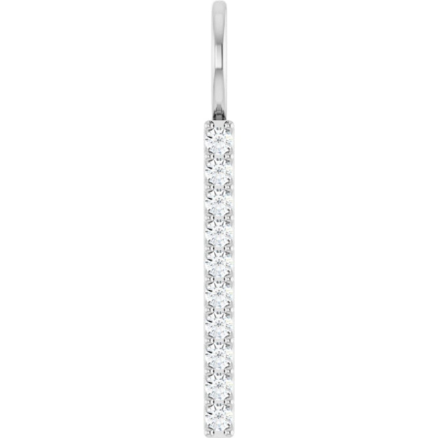 14K White Gold 1/6 CTW Natural Diamond Bar Charm/Pendant
