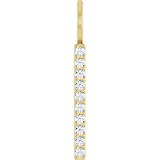 14K Yellow Gold 1/6 CTW Natural Diamond Bar Charm/Pendant