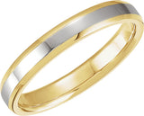 14K Yellow/White Gold 4 mm Beveled-Edge Comfort-Fit Flat Band Size 7