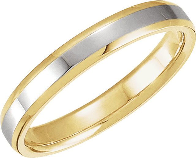 14K Yellow/White Gold 4 mm Beveled-Edge Comfort-Fit Flat Band Size 7