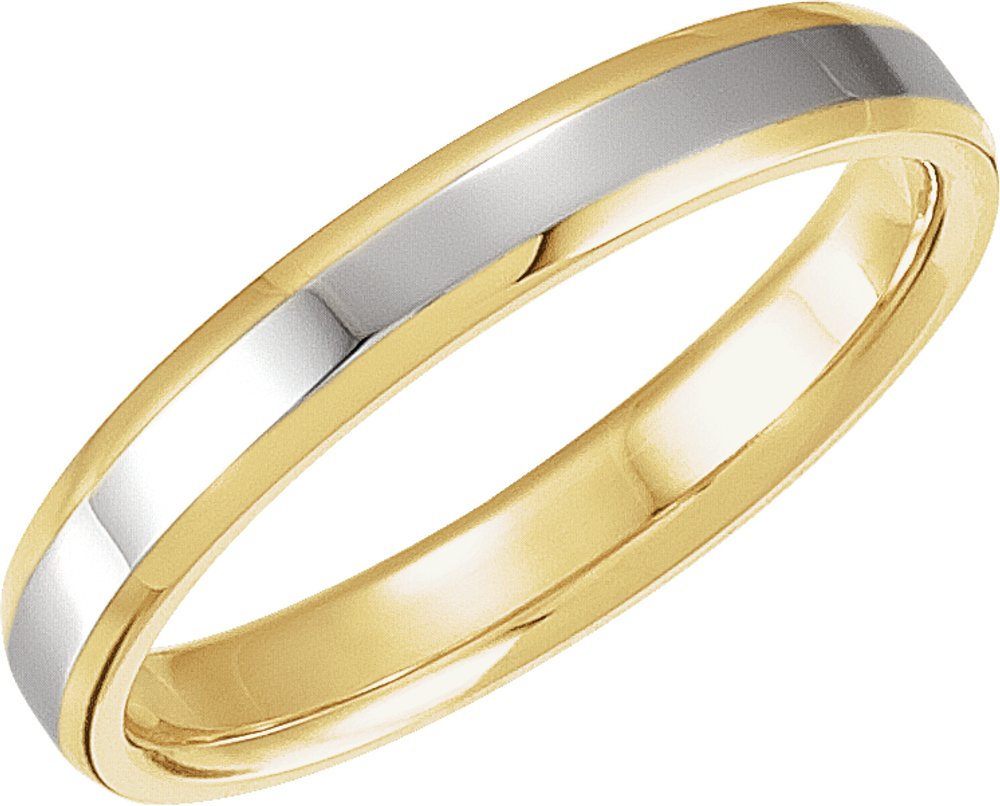 14K Yellow/White Gold 4 mm Beveled-Edge Comfort-Fit Flat Band Size 7