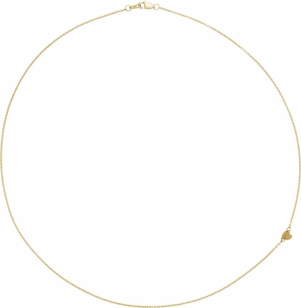 14K Yellow Sideways Off-Center Heart 18" Necklace