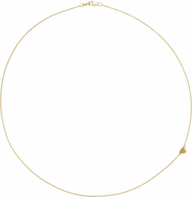 14K Yellow Sideways Off-Center Heart 18" Necklace