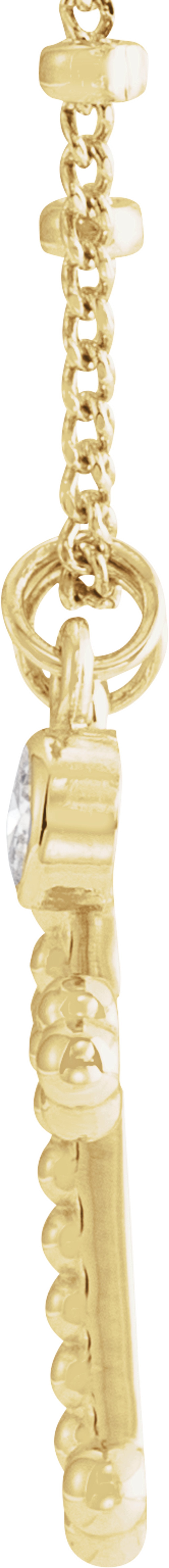 14K Yellow Gold .06 CT Natural Diamond Beaded Cross 20" Necklace
