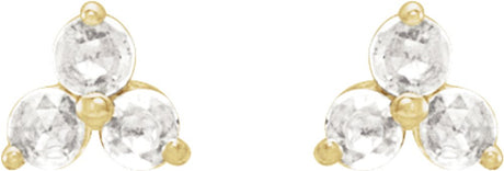 14K Yellow .05 CTW Rose-Cut Natural Diamond Three-Stone Earrings