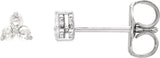 14K White Gold .05 CTW Rose-Cut Natural Diamond Three-Stone Earrings