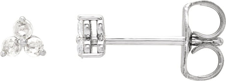 14K White Gold .05 CTW Rose-Cut Natural Diamond Three-Stone Earrings