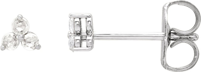 14K White Gold .05 CTW Rose-Cut Natural Diamond Three-Stone Earrings