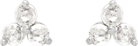 14K White Gold .05 CTW Rose-Cut Natural Diamond Three-Stone Earrings