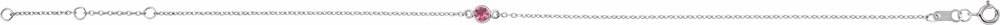 14K White Gold Natural Pink Tourmaline Bezel-Set Solitaire 6 1/2-7 1/2" Bracelet