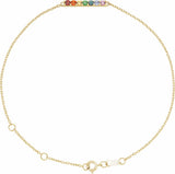 14K Yellow Gold Natural Multi-Gemstone Bar 6 1/2-7 1/2" Bracelet