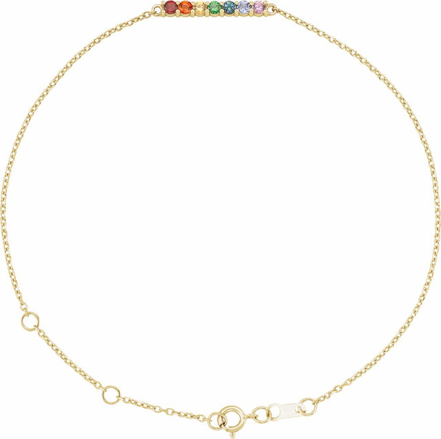14K Yellow Gold Natural Multi-Gemstone Bar 6 1/2-7 1/2" Bracelet
