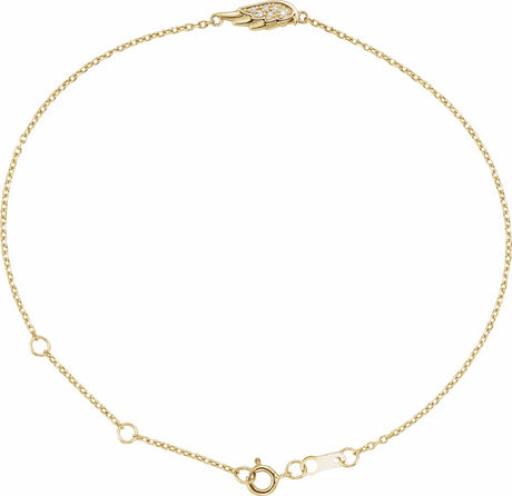 14K Yellow .015 CTW Natural Diamond Angel Wing 6 1/2-7 1/2" Bracelet