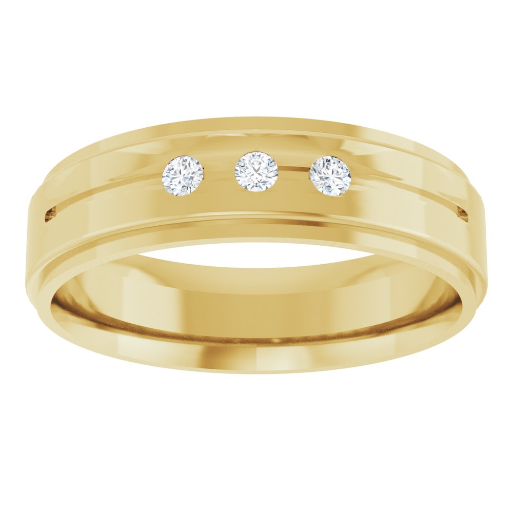 14K Yellow 1/10 CTW Natural Diamond Grooved Band