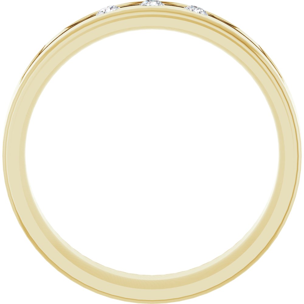 14K Yellow 1/10 CTW Natural Diamond Grooved Band