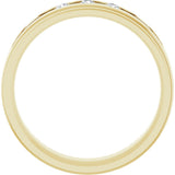 14K Yellow 1/10 CTW Natural Diamond Grooved Band Size 9