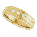 14K Yellow .08 CTW Natural Diamond Grooved Band Size 10