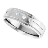 14K White 1/10 CTW Natural Diamond Grooved Band