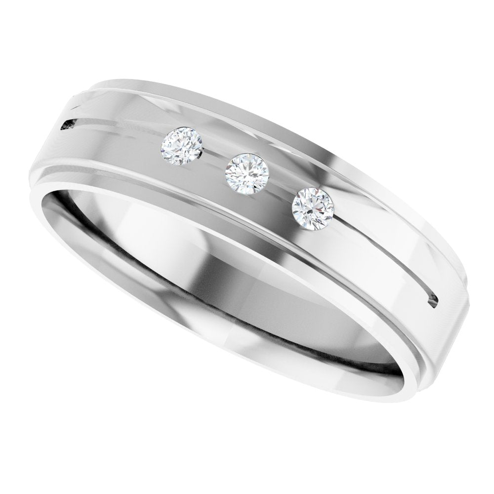 14K White .08 CTW Natural Diamond Band