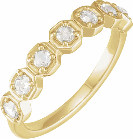 14K Yellow 7/8 CTW Natural Rose-Cut Diamond Anniversary Band