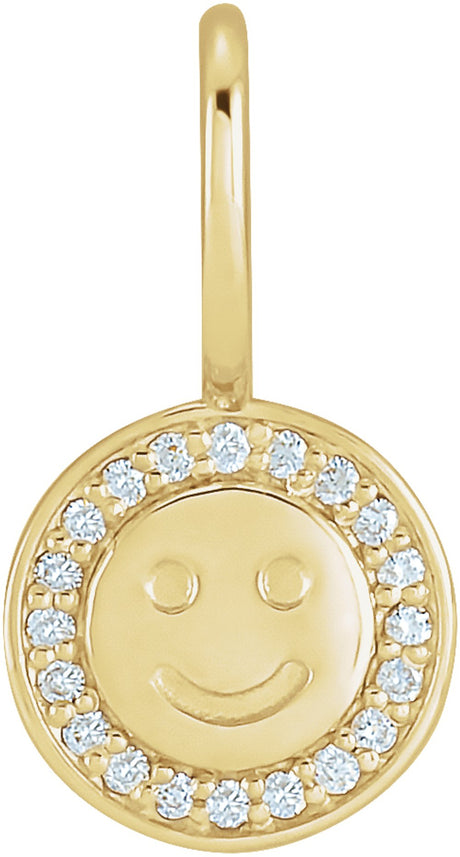 14K Yellow .04 CTW Natural Diamond Smiley Face Charm/Pendant