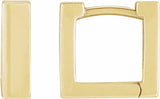 14K Yellow Square Hinged 10 mm Huggie Hoop Earrings