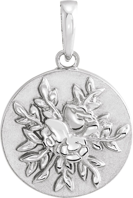 Sterling Silver 19.1x12 mm Floral Pendant