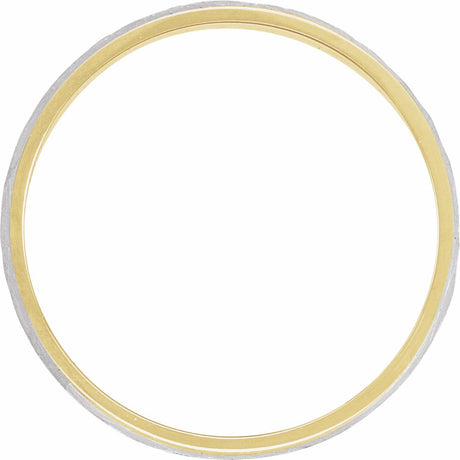 14K Yellow/White 6 mm Stepped-Edge Inlay Flat Band Size 11.5