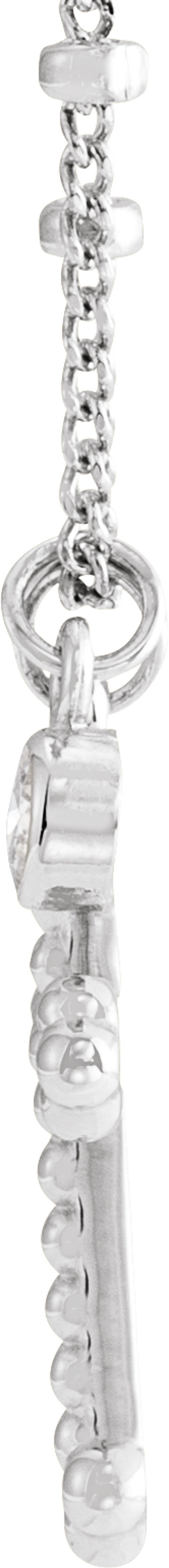 14K White Gold .06 CT Natural Diamond Beaded Cross 20" Necklace