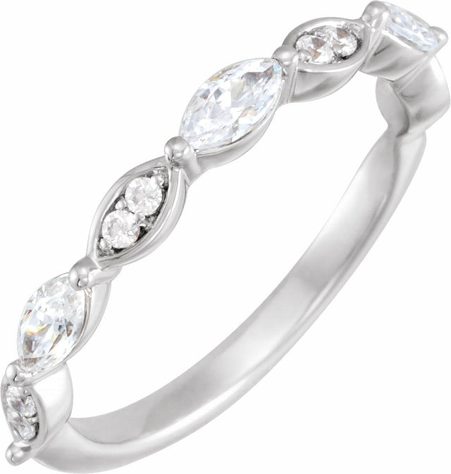 14K White 1/2 CTW Natural Diamond Anniversary Band