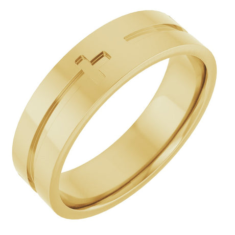10K Yellow Gold 6 mm Cross Flat Band Size 11