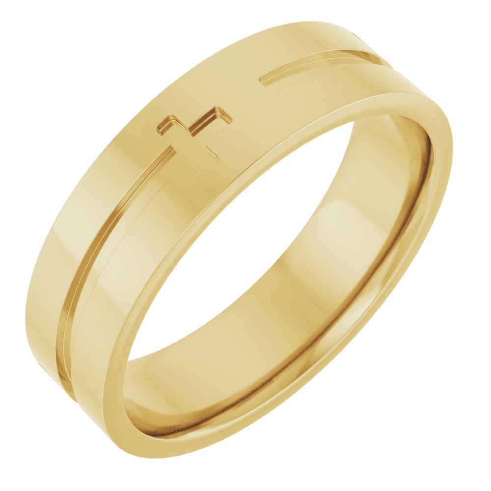 10K Yellow Gold 6 mm Cross Flat Band Size 11