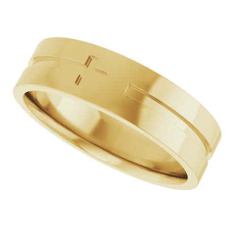 10K Yellow Gold 6 mm Cross Flat Band Size 11