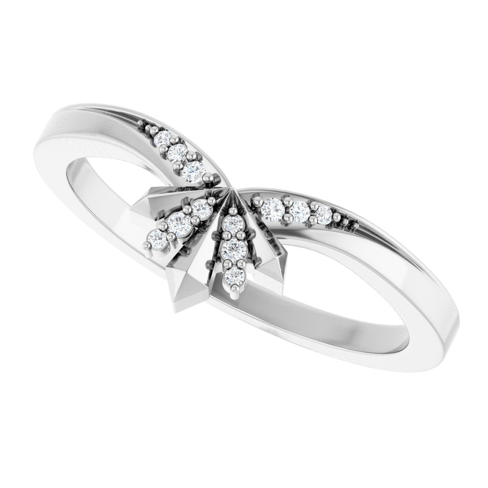 14K White .03 CTW Natural Diamond Contour Band