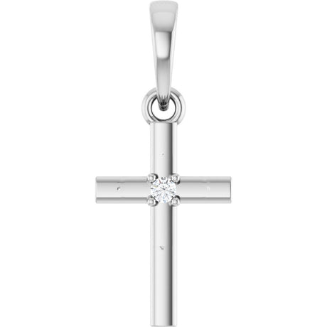 Sterling Silver .015 CT Natural Diamond Cross Pendant