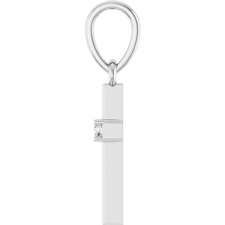 Sterling Silver .015 CT Natural Diamond Cross Pendant
