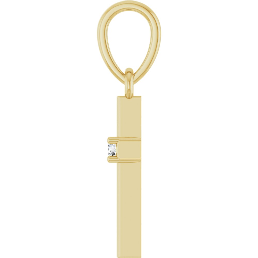 14K Yellow Gold .015 CT Natural Diamond Cross Pendant