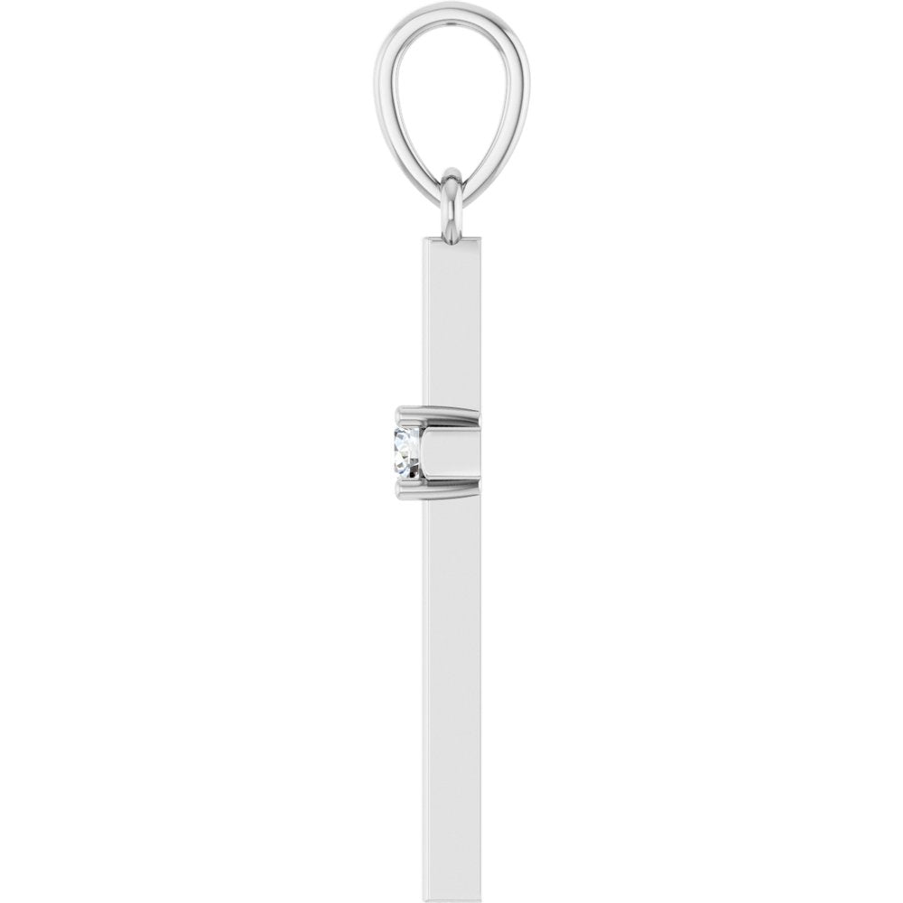 Sterling Silver .06 CT Natural Diamond Cross Pendant