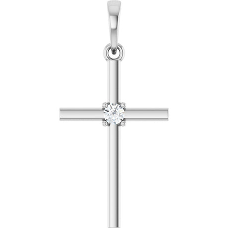 Sterling Silver .06 CT Natural Diamond Cross Pendant