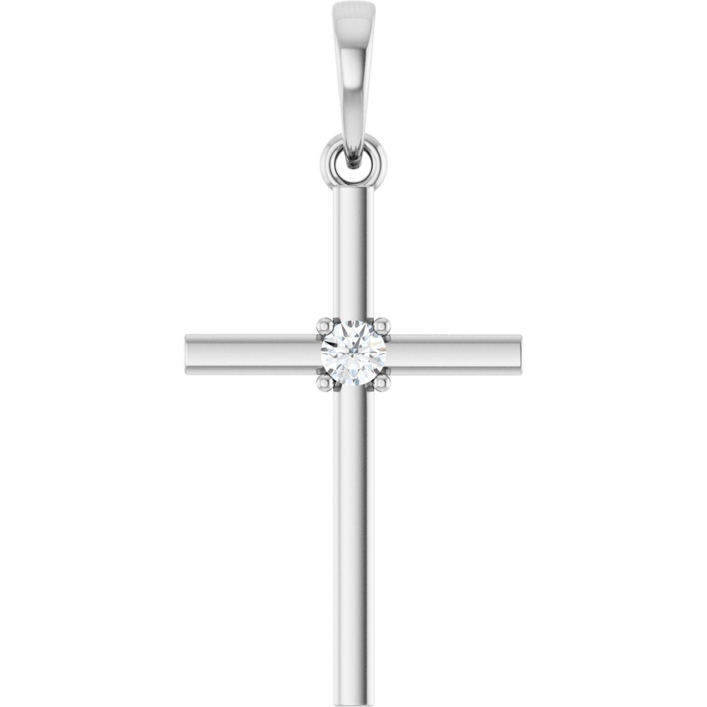 Sterling Silver .06 CT Natural Diamond Cross Pendant
