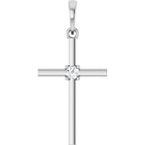 Sterling Silver .06 CT Natural Diamond Cross Pendant