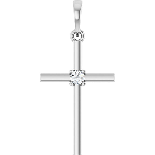 Sterling Silver .06 CT Natural Diamond Cross Pendant