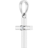 Sterling Silver .015 CT Natural Diamond Cross Pendant