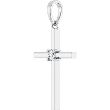 Sterling Silver .06 CT Natural Diamond Cross Pendant