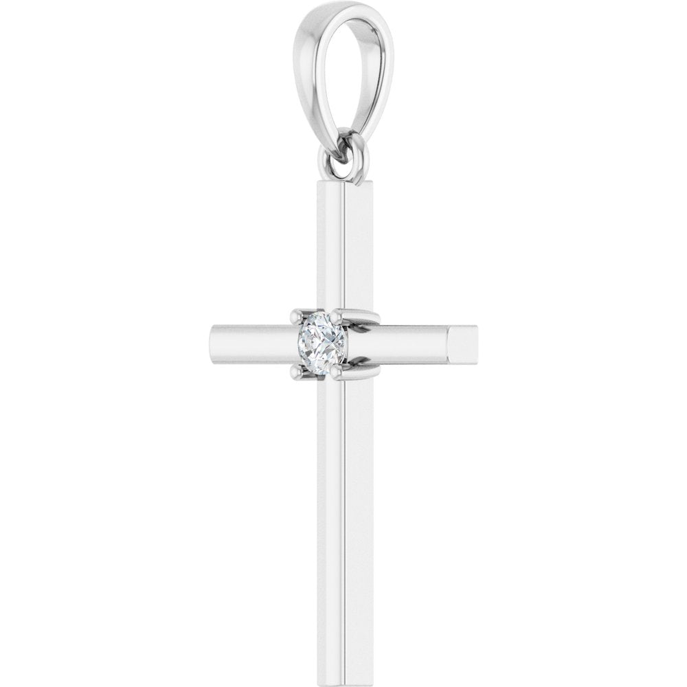 Sterling Silver .06 CT Natural Diamond Cross Pendant